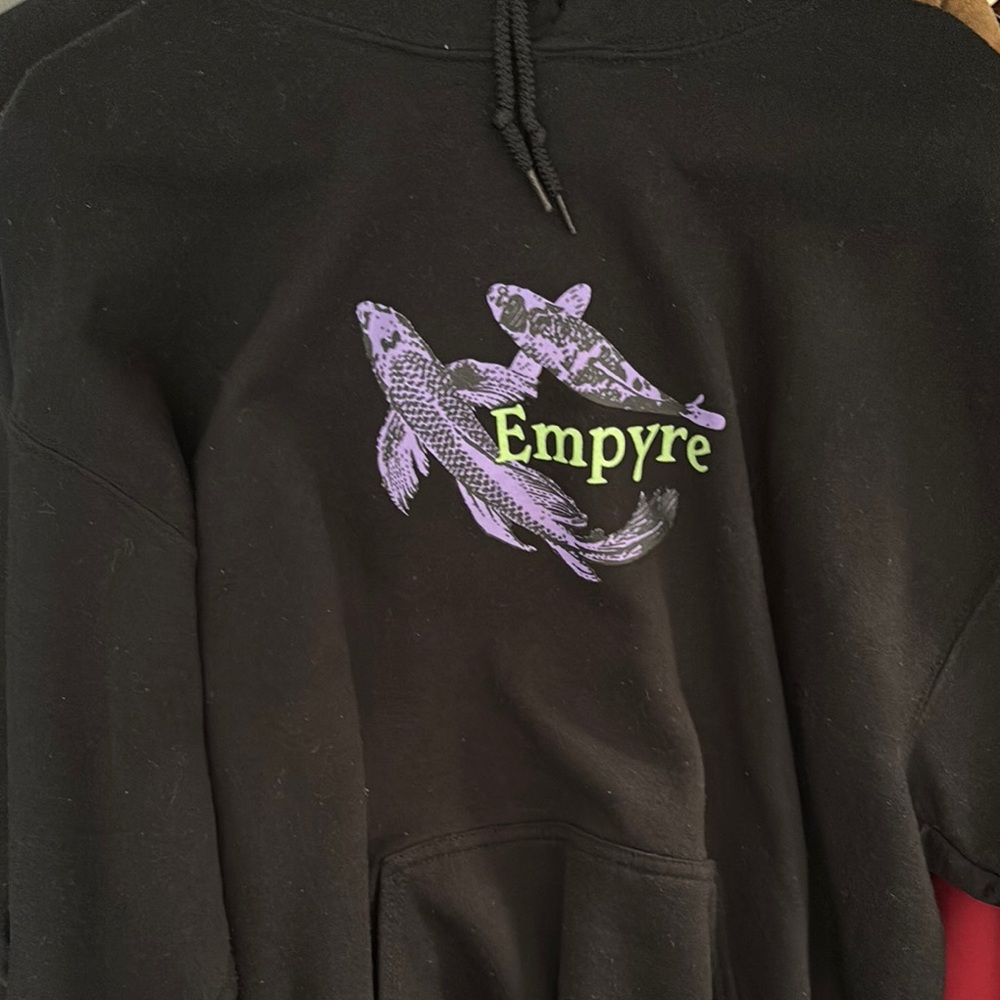 Empyre Black Hoodie with Purple Fish Design